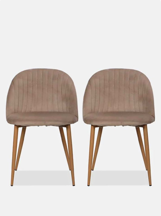 Pluto Velvet Dining Chair Set Of 2 - Natural
