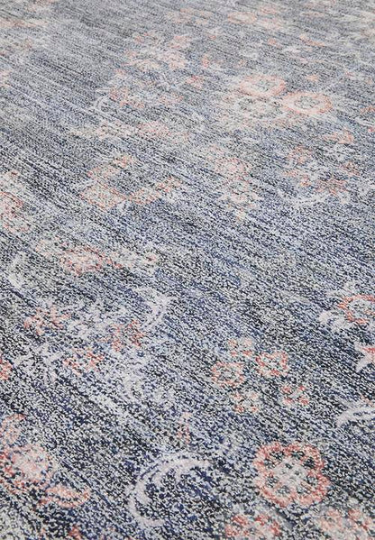 Woven Antique Cotton Chenille Floral Rug - Charcoal - 200 x 300