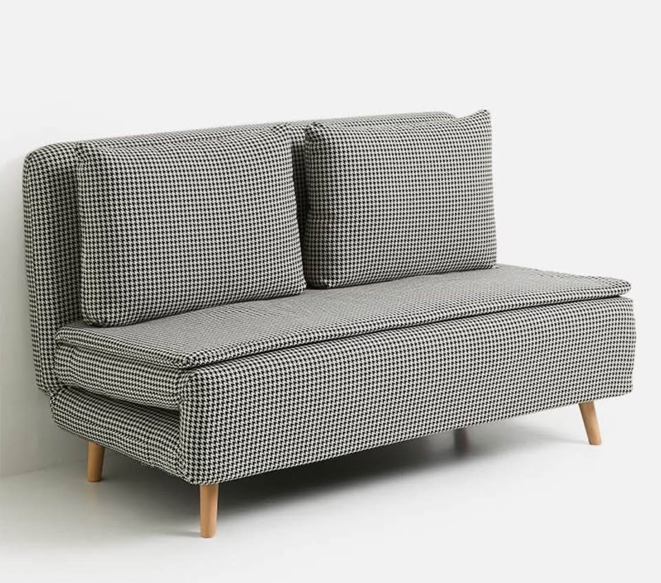 Arabella 2 Seater Foldable Sleeper Sofa Chair - Houndstooth Couch
