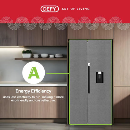 Defy 555L Naturelight Side by Side Fridge with water dispenser DFF547