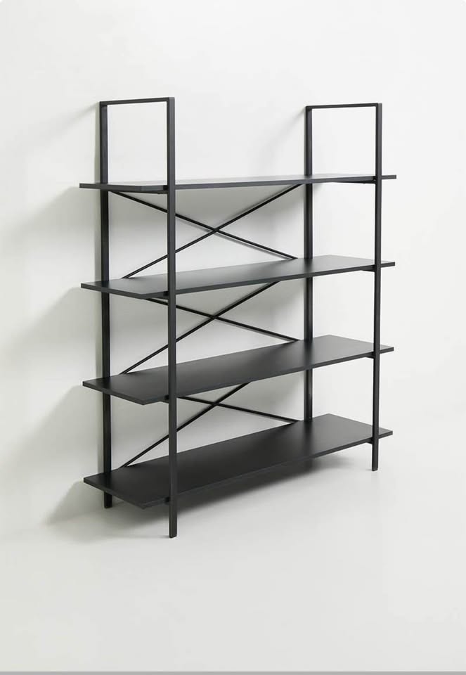 Industrial 4-Tier Book Shelf - Black