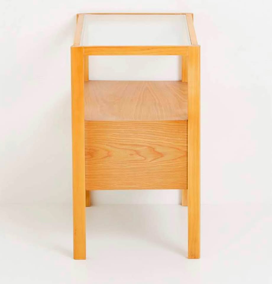 Hannah Oak Veneer Bedside Table-Natural