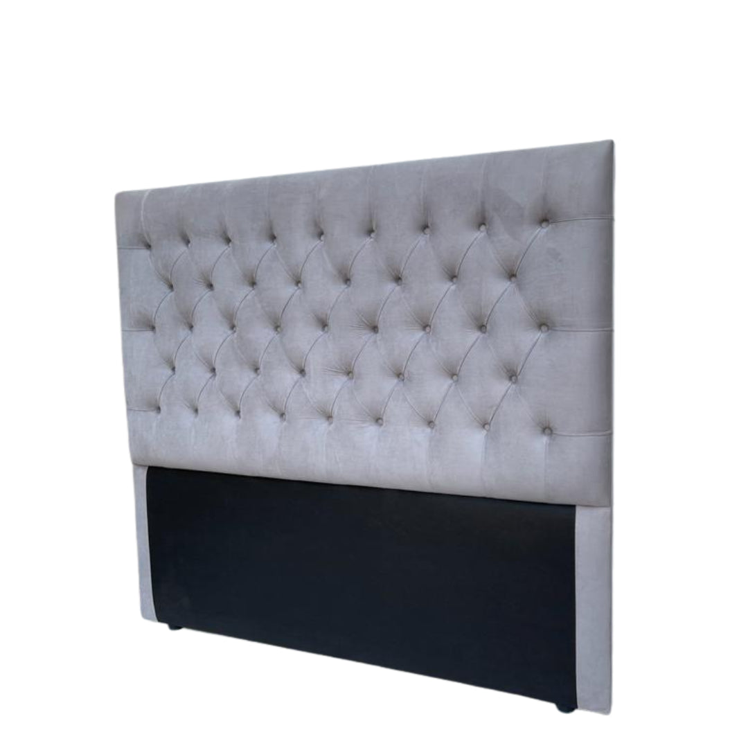Bella Diamond Pleat Headboard - Covered Buttons - Light Grey - King