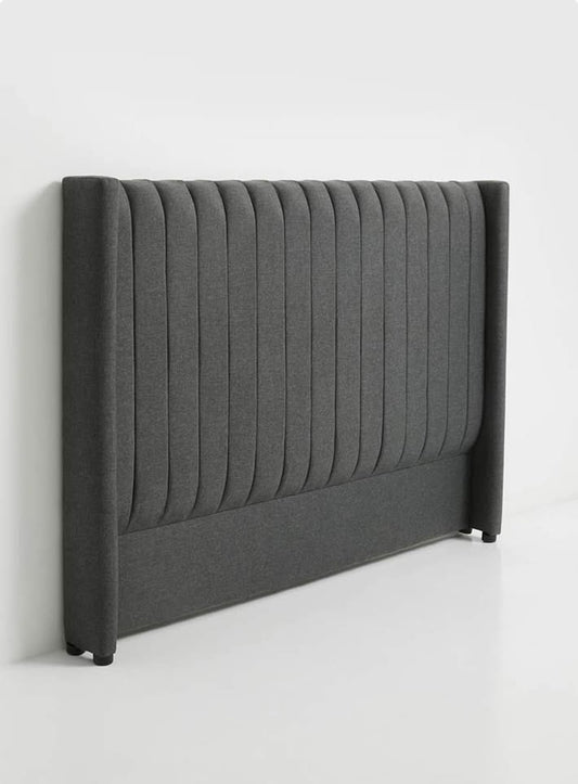 Rio Ribbed Headboard - Charcoal - Queen