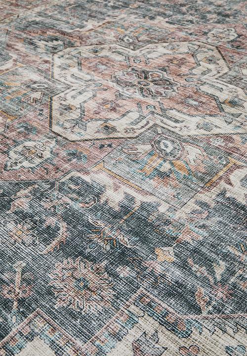 Ezra Printed Rug Antique Grey & Pink - 160 x 220