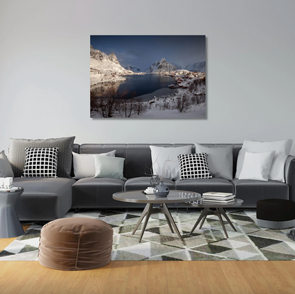 Premium Framed Canvas Print: Norwegian Village - 59.4 cm