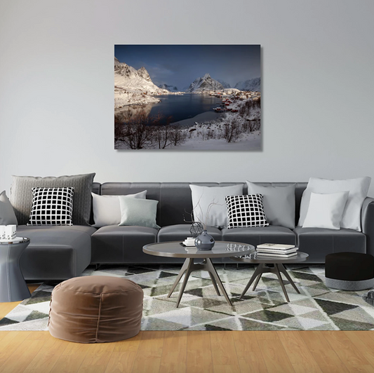 Premium Framed Canvas Print: Norwegian Village - 59.4 cm