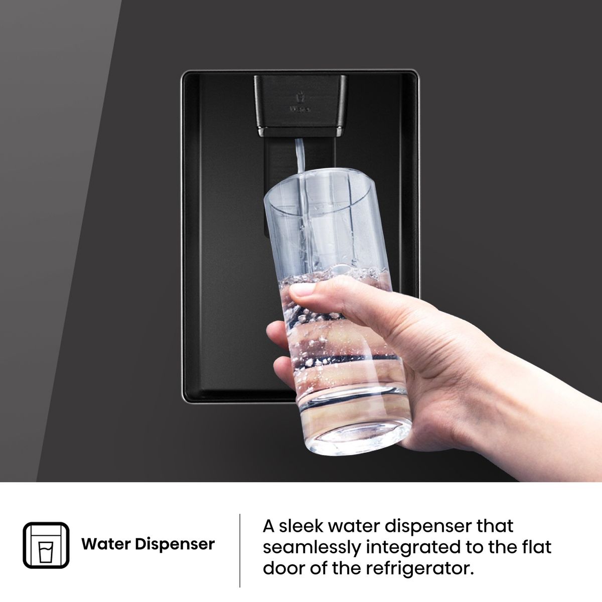 Hisense 347L Bottom Freezer Fridge with Water Dispenser - Black Glass