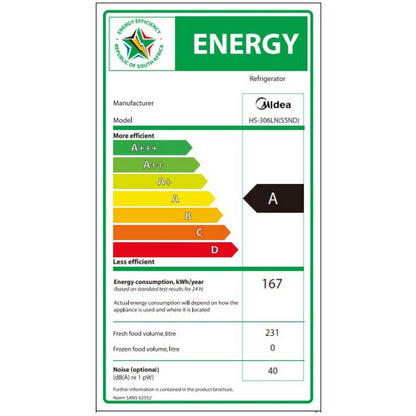 Midea 230L Upright Fridge - Silver