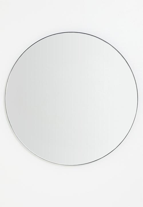 Orbis Plated Round Mirror 90cm- Black - 90cm