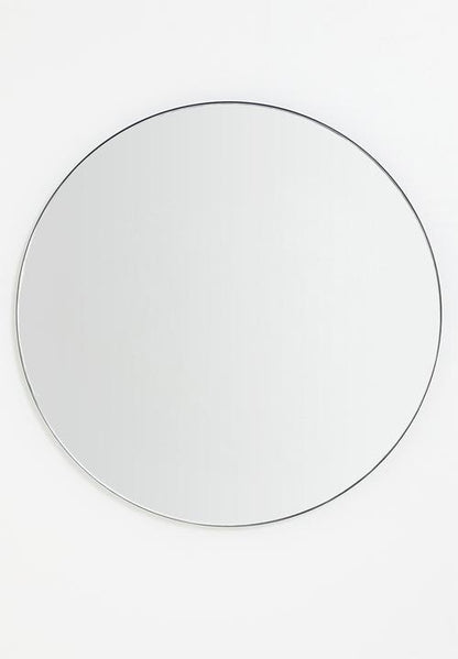 Orbis Plated Round Mirror 90cm- Black - 90cm