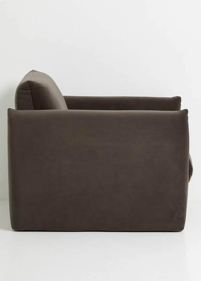Single Seater Velvet Sofa - Chocolate Grey Couch