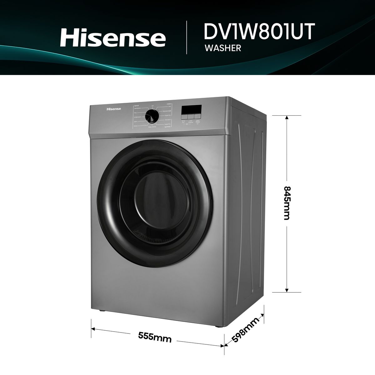 Hisense 8Kg Air Vented Tumble Dryer with LED Display -Titanium Grey