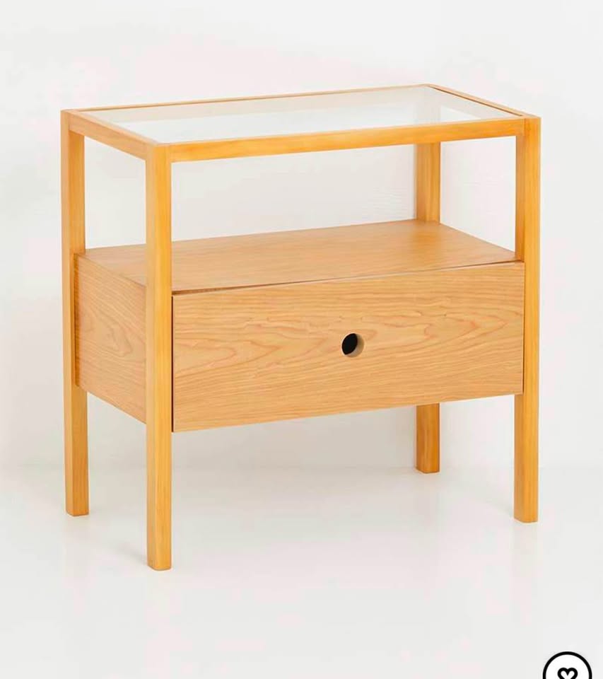 Hannah Oak Veneer Bedside Table-Natural