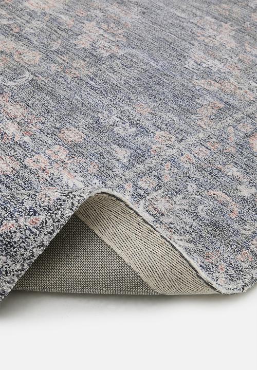 Woven Antique Cotton Chenille Floral Rug - Charcoal - 200 x 300