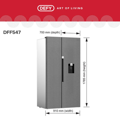 Defy 555L Naturelight Side by Side Fridge with water dispenser DFF547
