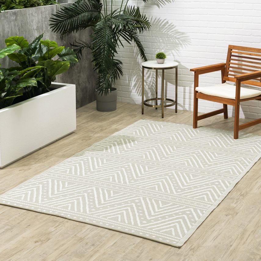 Fab Habitat Outdoor / Indoor Rug Patan Beige Chevron - 183cm X 276cm