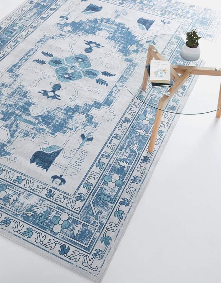 Savanah aztec printed rug - blue - 200 x 300