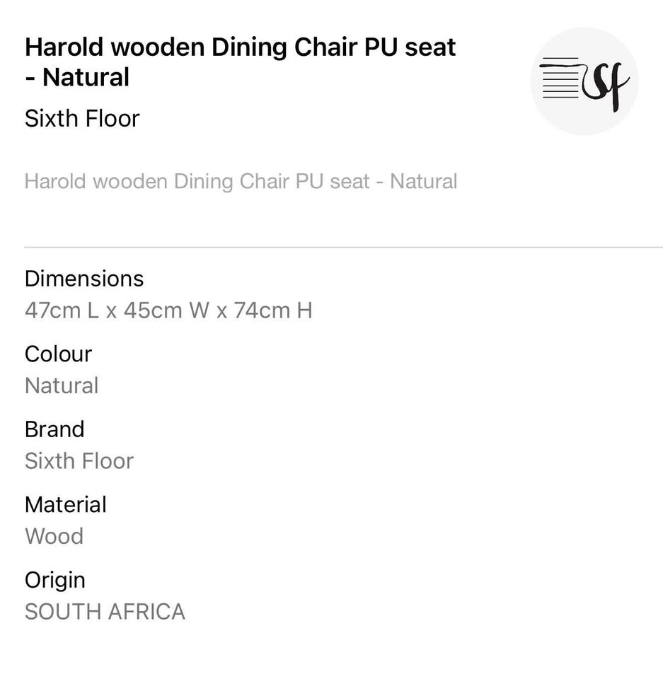 Harold wooden dining chairs
