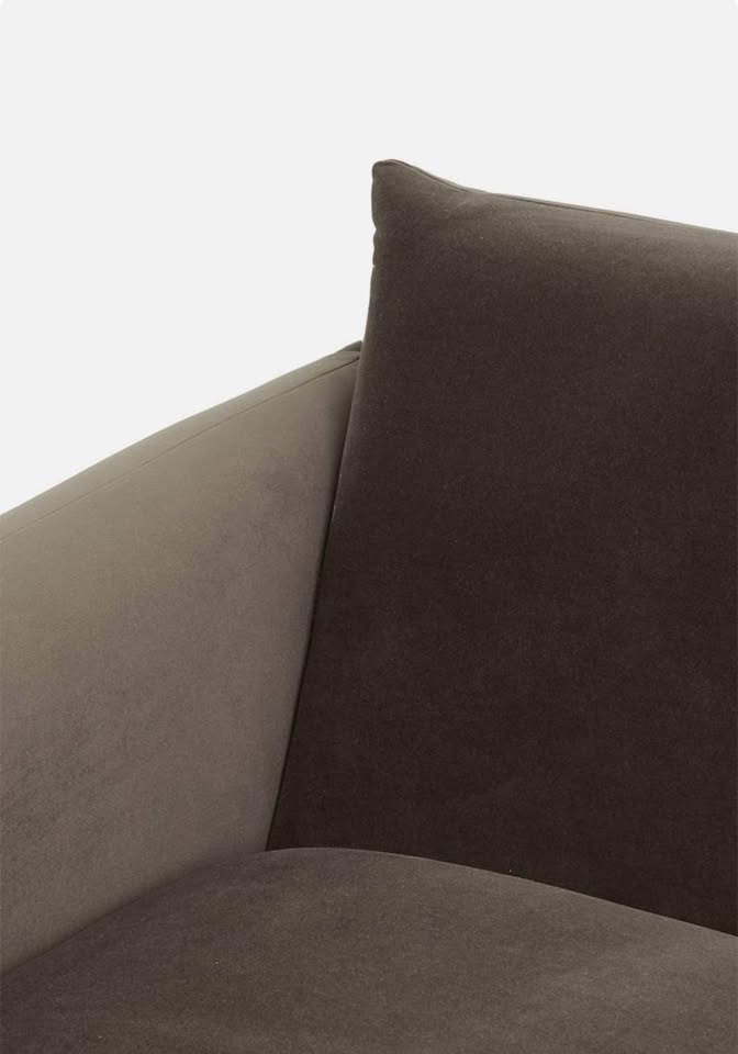 Single Seater Velvet Sofa - Chocolate Grey Couch