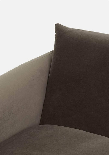 Single Seater Velvet Sofa - Chocolate Grey Couch