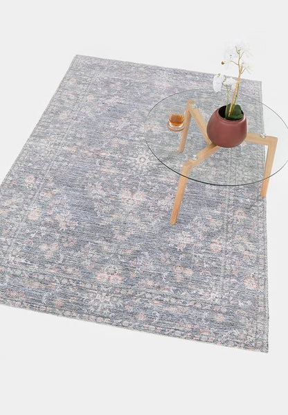 Woven Antique Cotton Chenille Floral Rug - Charcoal - 200 x 300