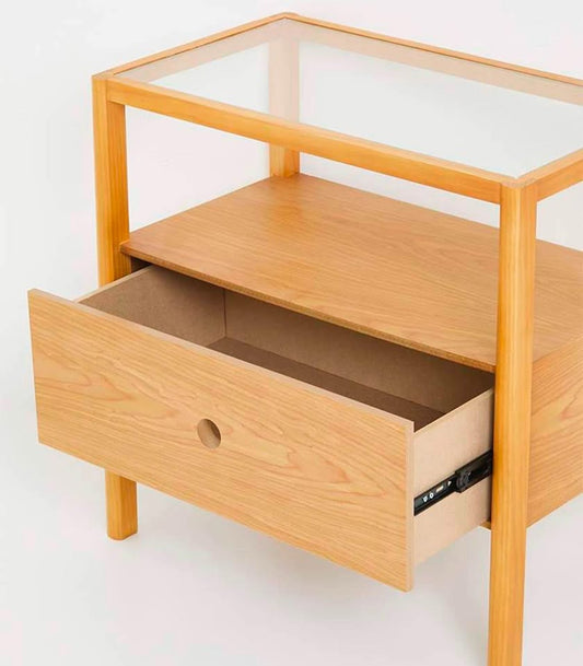 Hannah Oak Veneer Bedside Table-Natural