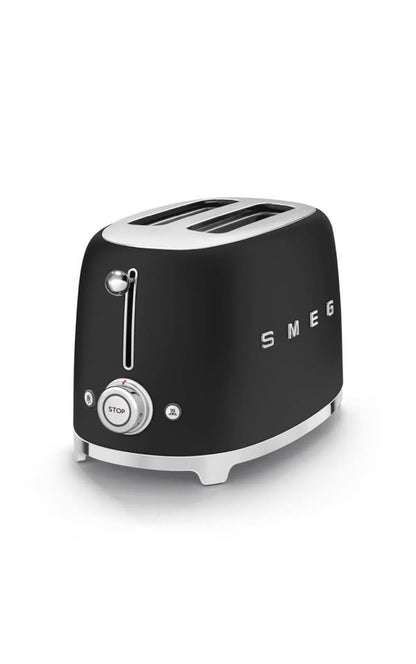 Smeg 50s Retro Style 2 Slice Toaster Matt 950W Power Range - Matt Black