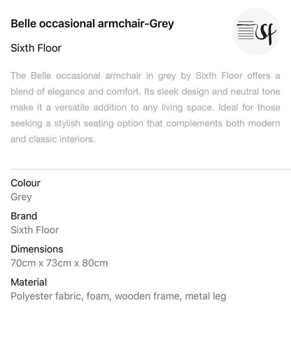 Brand new Belle occasional armchair-Grey