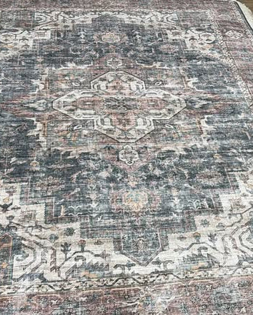 Ezra Printed Rug Antique Grey & Pink 200 x 300