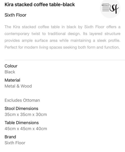 Kira Stacked Coffee Table - Black