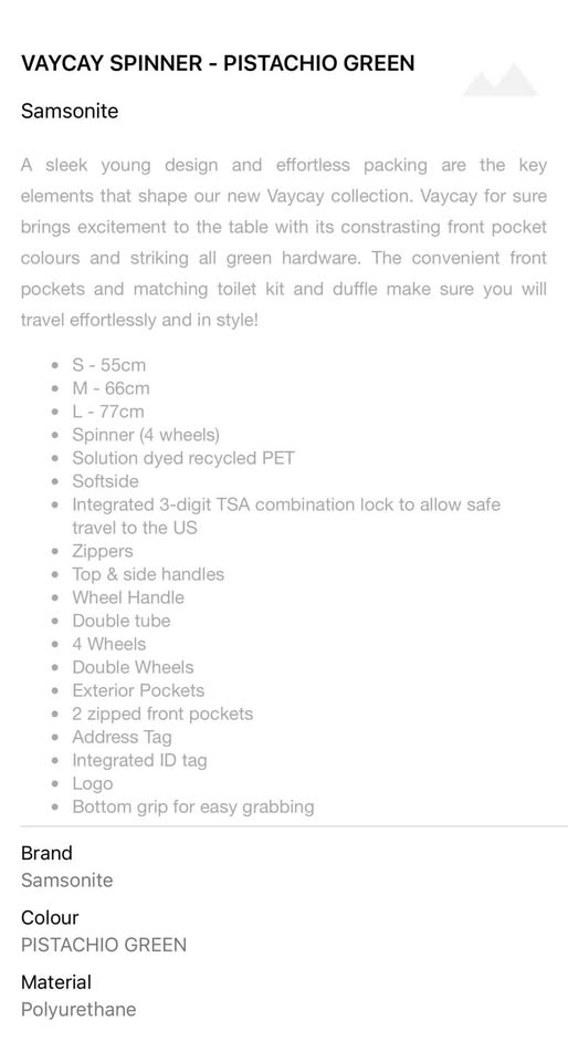 Vacay Spinner - Pistachio Green - M 66cm