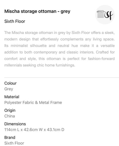 Mischa Storage Ottoman-Grey