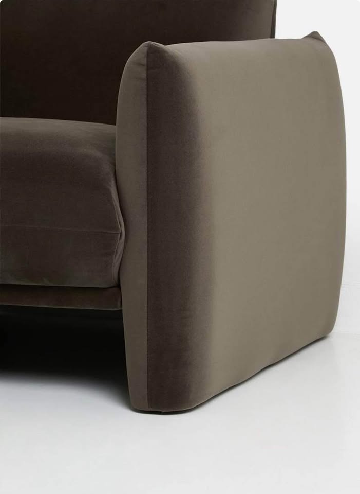 Single Seater Velvet Sofa - Chocolate Grey Couch