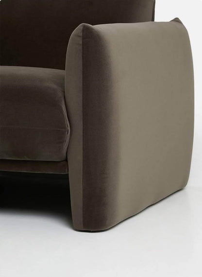 Single Seater Velvet Sofa - Chocolate Grey Couch