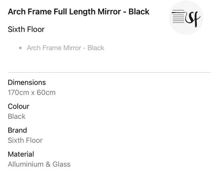 Brand new Full length Black Arch Mirror