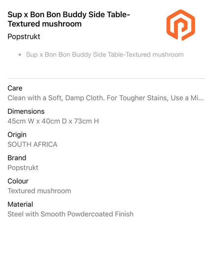 Sup x Bon Bon Buddy Side Table-Textured mushroom