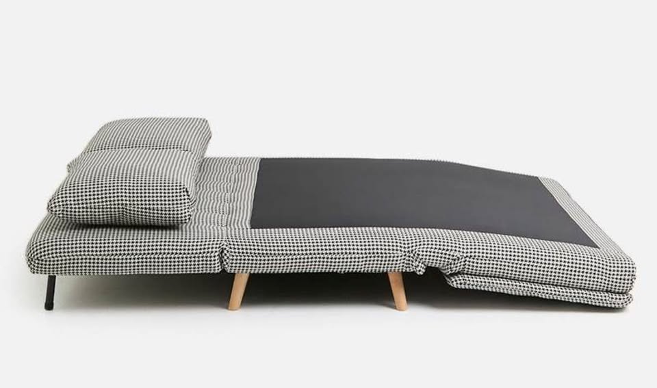 Arabella 2 Seater Foldable Sleeper Sofa Chair - Houndstooth Couch