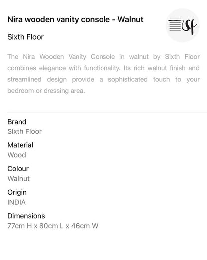 Nira Wooden Vanity Console - Walnut