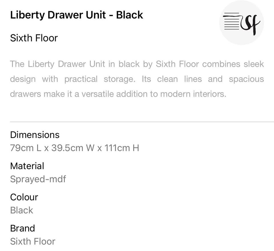 Liberty Drawer Unit - Black