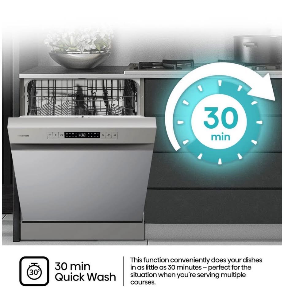 Hisense 13 Place Dishwasher With LED Display - Silver