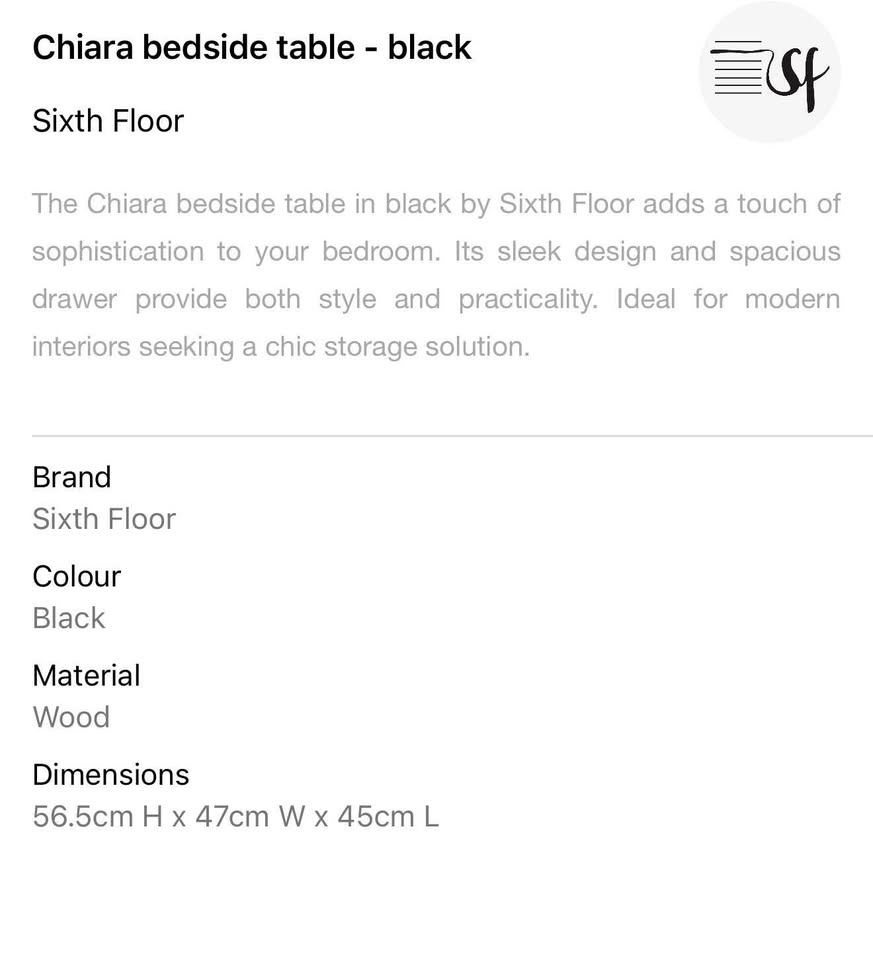 Chiara Bedside Table-Black