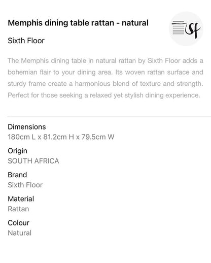 Memphis 6 Seater Dining Table