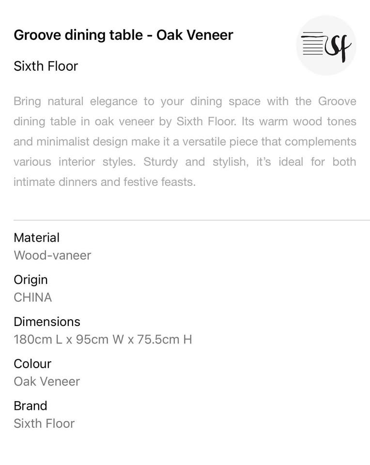 Groove Dining Table- Oak Veneer