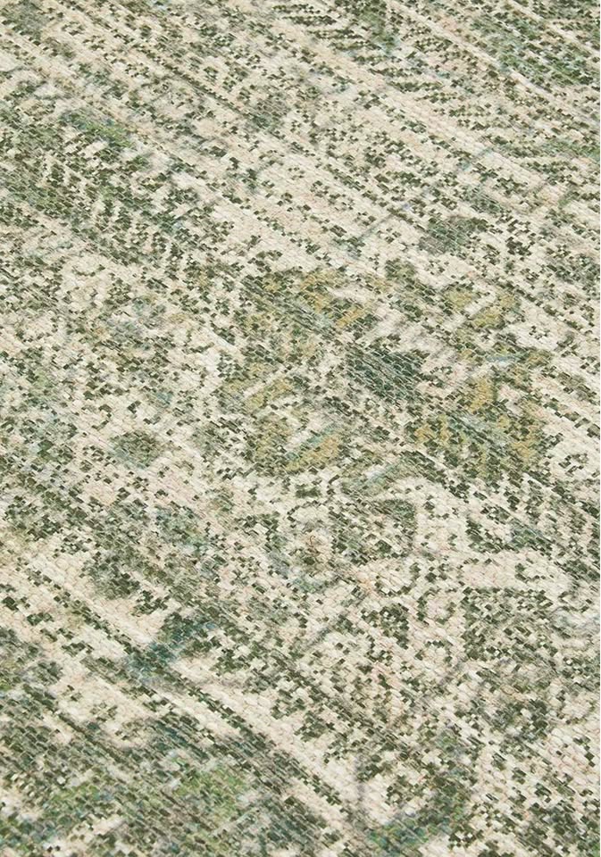 Cotton Chenille Plush Distressed Rug Green - 200 x 300