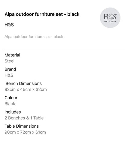 Alpa Outdoor Furniture Set - Black