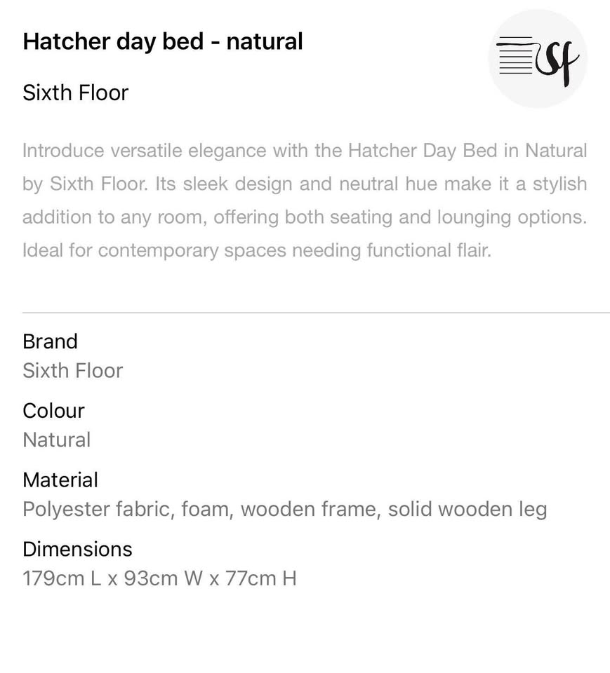 Hatcher Day Bed Chaise - Natural