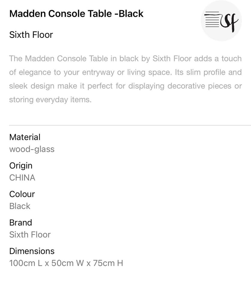 Madden Console Table -Black