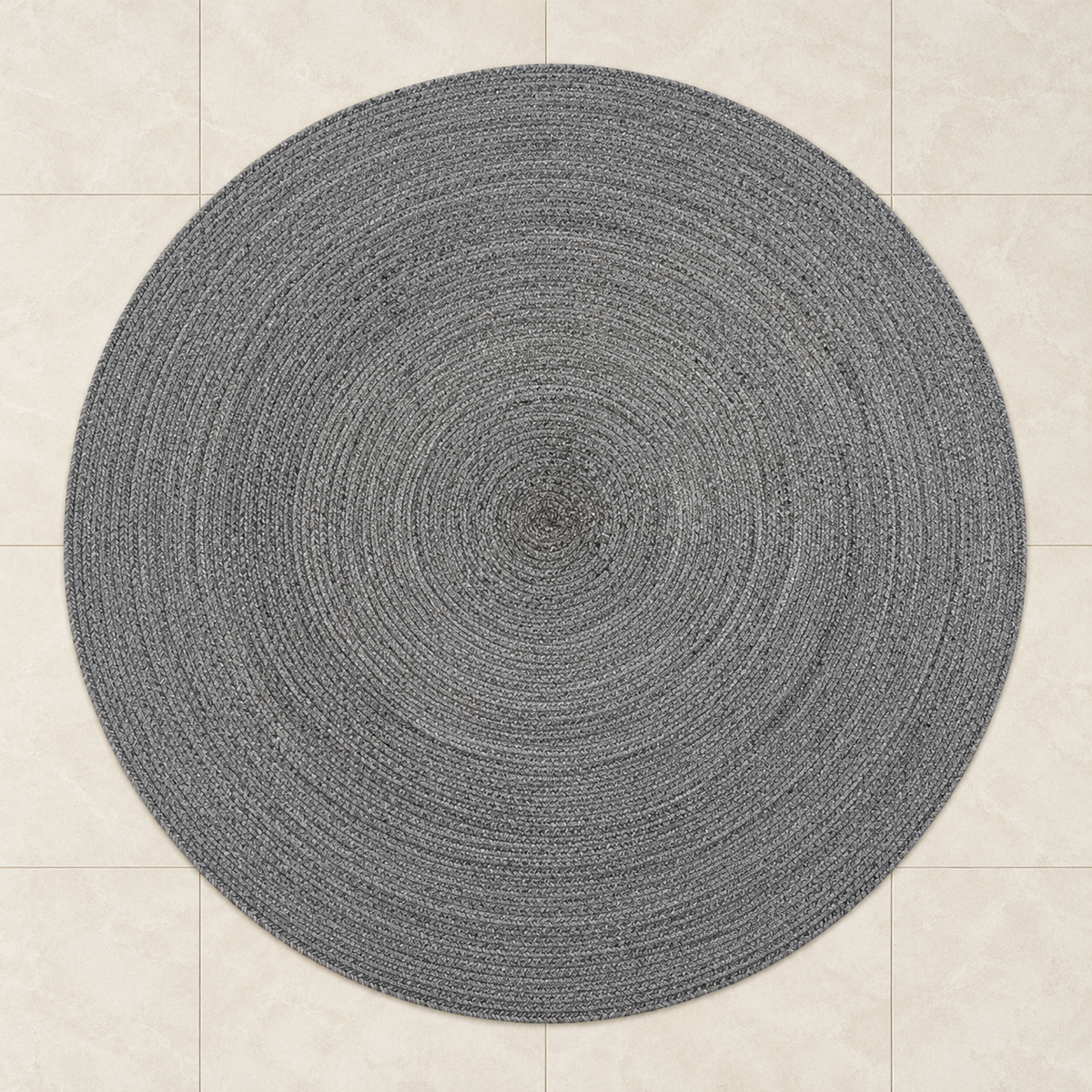 Grey Round Braid Woven Indoor/Outdoor Rug - 200cm Diameter