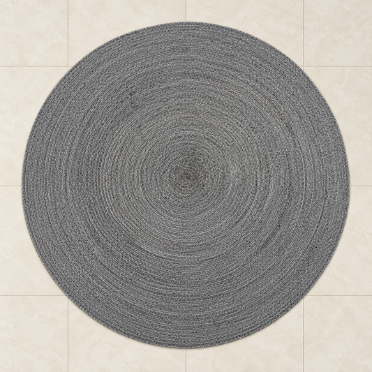 Grey Round Braid Woven Indoor/Outdoor Rug - 200cm Diameter